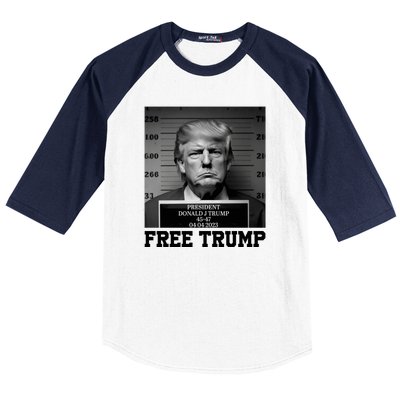 Free Donald Trump Mug Shot Baseball Sleeve Shirt