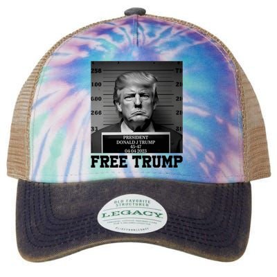 Free Donald Trump Mug Shot Legacy Tie Dye Trucker Hat