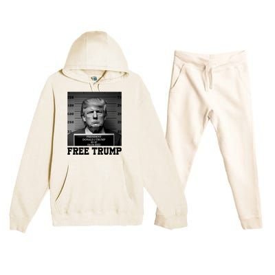 Free Donald Trump Mug Shot Premium Hooded Sweatsuit Set