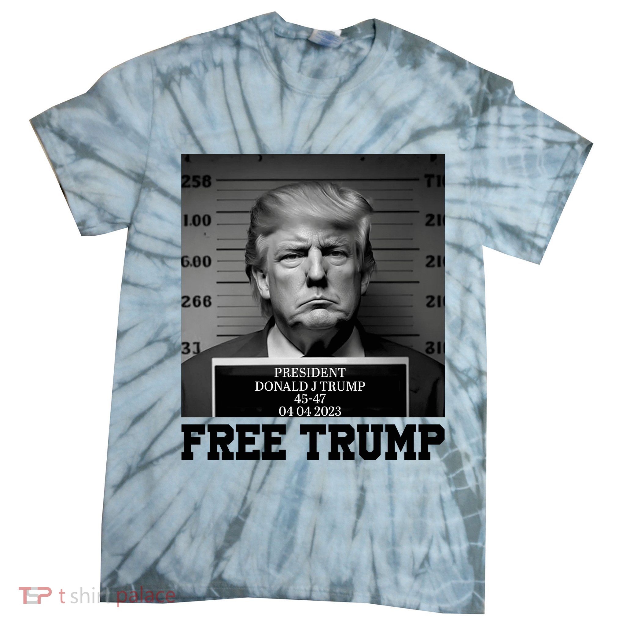 Free Donald Trump Mug Shot Tie-Dye T-Shirt