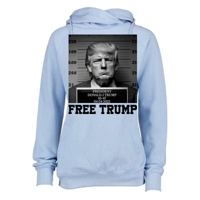 Free Donald Trump Mug Shot Womens Funnel Neck Pullover Hood