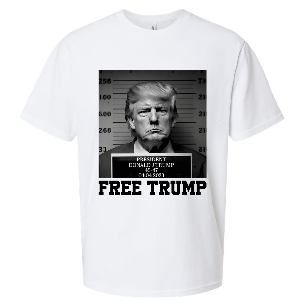 Free Donald Trump Mug Shot Sueded Cloud Jersey T-Shirt