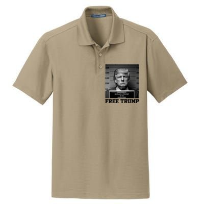 Free Donald Trump Mug Shot Dry Zone Grid Polo