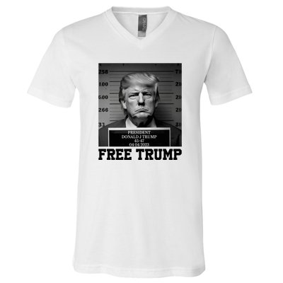 Free Donald Trump Mug Shot V-Neck T-Shirt