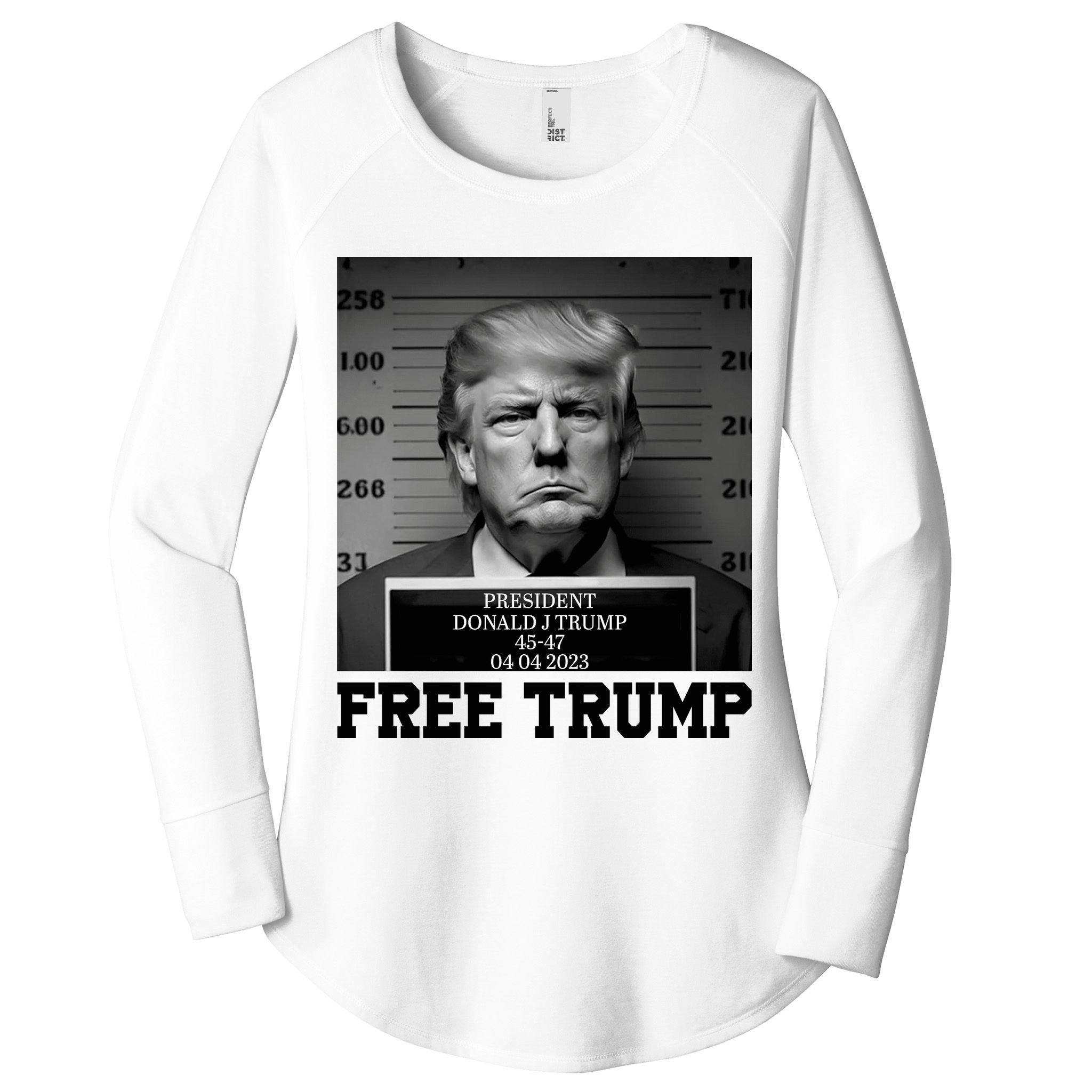 Free Donald Trump Mug Shot Women's Perfect Tri Tunic Long Sleeve Shirt