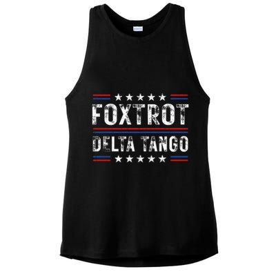 Foxtrots Delta Tangos Foxtrots Deltas Tangos US Flag Ladies PosiCharge Tri-Blend Wicking Tank