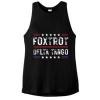 Foxtrots Delta Tangos Foxtrots Deltas Tangos US Flag Ladies PosiCharge Tri-Blend Wicking Tank