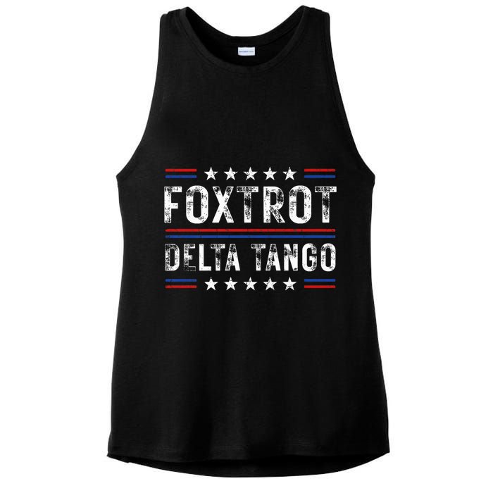 Foxtrots Delta Tangos Foxtrots Deltas Tangos US Flag Ladies PosiCharge Tri-Blend Wicking Tank