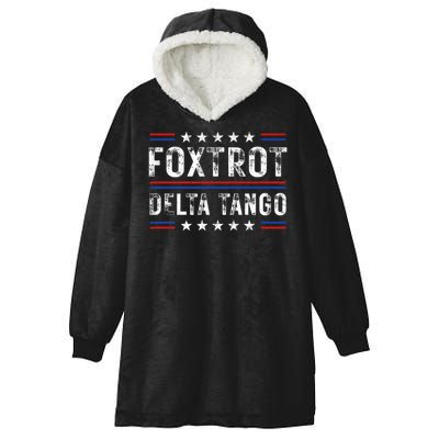 Foxtrots Delta Tangos Foxtrots Deltas Tangos US Flag Hooded Wearable Blanket