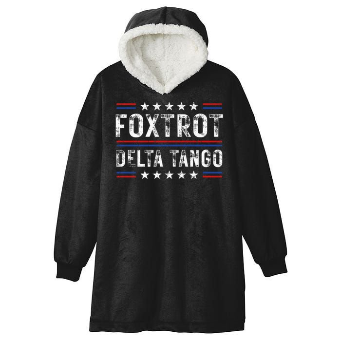 Foxtrots Delta Tangos Foxtrots Deltas Tangos US Flag Hooded Wearable Blanket