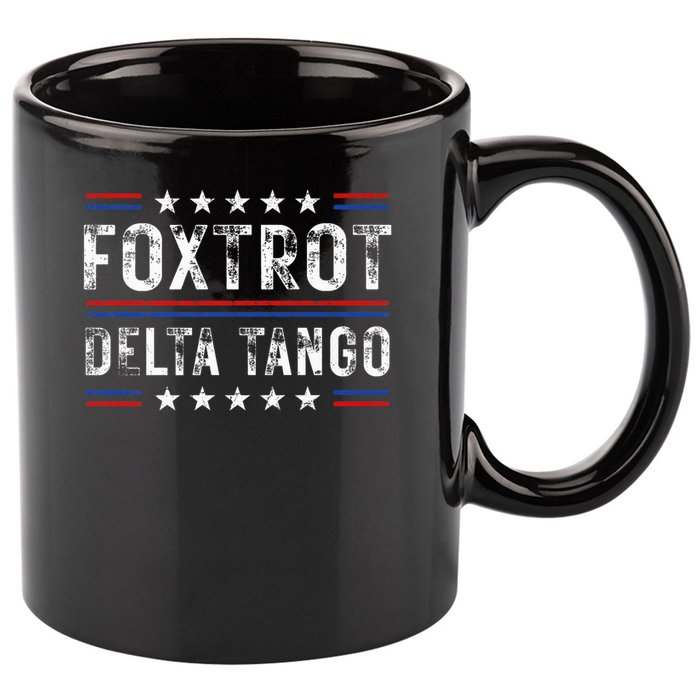 Foxtrots Delta Tangos Foxtrots Deltas Tangos US Flag 11oz C Handle Ceramic Mug