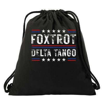 Foxtrots Delta Tangos Foxtrots Deltas Tangos US Flag Drawstring Bag
