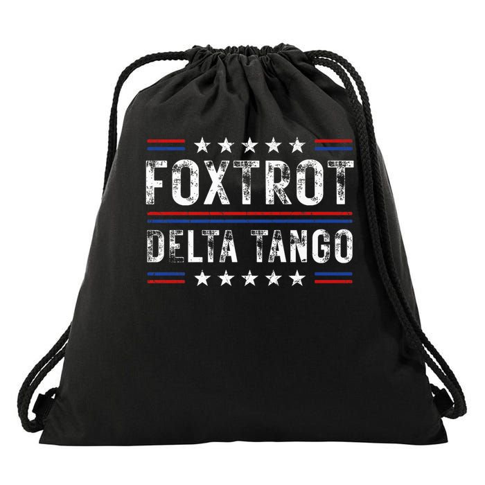 Foxtrots Delta Tangos Foxtrots Deltas Tangos US Flag Drawstring Bag