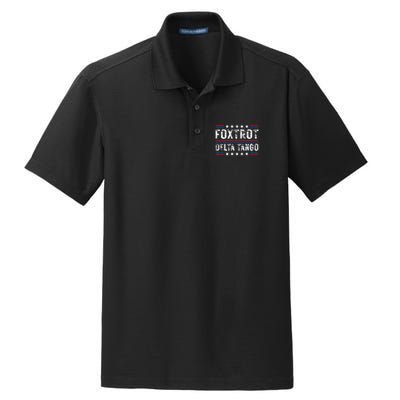 Foxtrots Delta Tangos Foxtrots Deltas Tangos US Flag Dry Zone Grid Polo