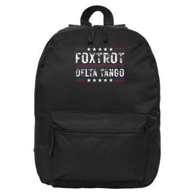 Foxtrots Delta Tangos Foxtrots Deltas Tangos US Flag 16 in Basic Backpack