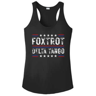 Foxtrots Delta Tangos Foxtrots Deltas Tangos US Flag Ladies PosiCharge Competitor Racerback Tank
