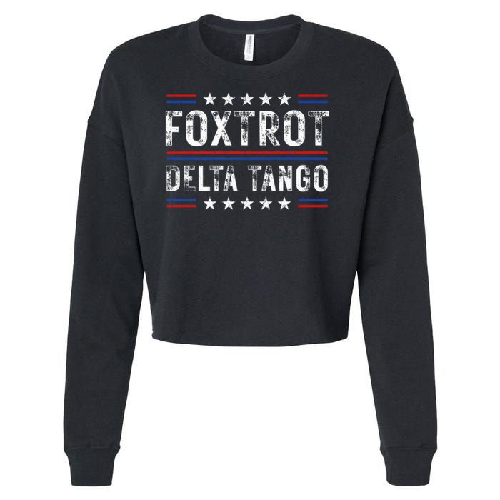 Foxtrots Delta Tangos Foxtrots Deltas Tangos US Flag Cropped Pullover Crew