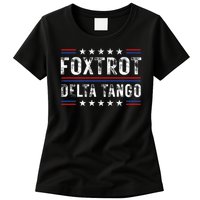 Foxtrots Delta Tangos Foxtrots Deltas Tangos US Flag Womens T-Shirt