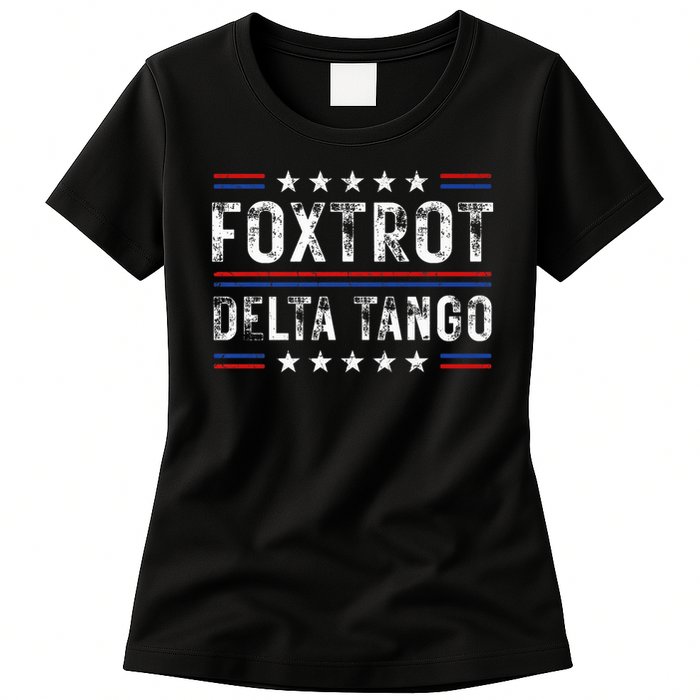 Foxtrots Delta Tangos Foxtrots Deltas Tangos US Flag Womens T-Shirt