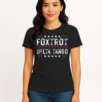 Foxtrots Delta Tangos Foxtrots Deltas Tangos US Flag Womens T-Shirt