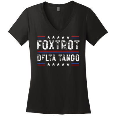 Foxtrots Delta Tangos Foxtrots Deltas Tangos US Flag Women's V-Neck T-Shirt