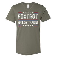 Foxtrots Delta Tangos Foxtrots Deltas Tangos US Flag V-Neck T-Shirt