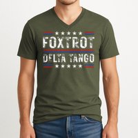 Foxtrots Delta Tangos Foxtrots Deltas Tangos US Flag V-Neck T-Shirt