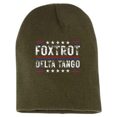 Foxtrots Delta Tangos Foxtrots Deltas Tangos US Flag Short Acrylic Beanie