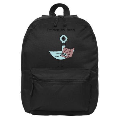 Funny Driven To Read Pigeon Library Reading Books Reader Funny 16 in Basic Backpack