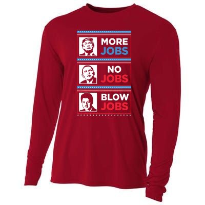 Funny Donald Trump More Jobs Obama No Jobs Bill Clinton Blow Cooling Performance Long Sleeve Crew