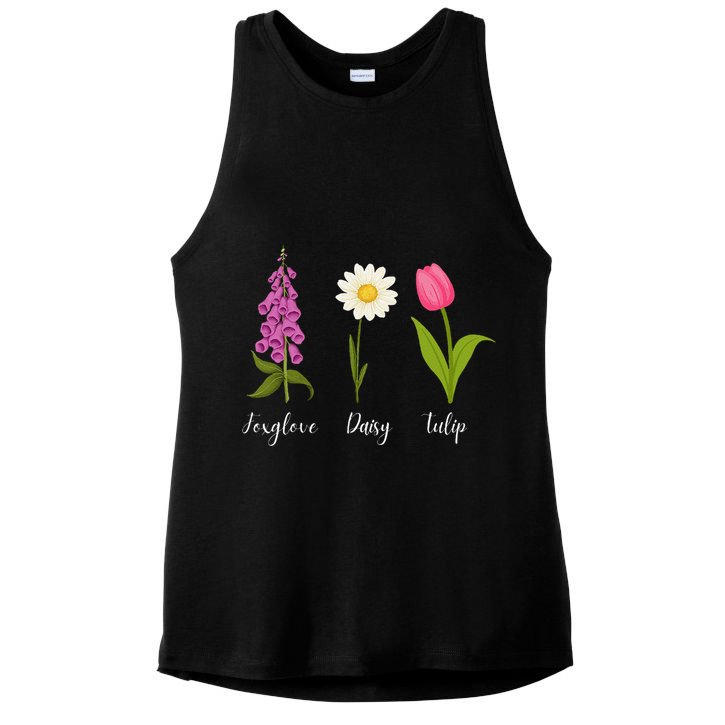 Foxglove Daisy Tulip Cute Flowers Floral Plant Wildflowers Ladies PosiCharge Tri-Blend Wicking Tank