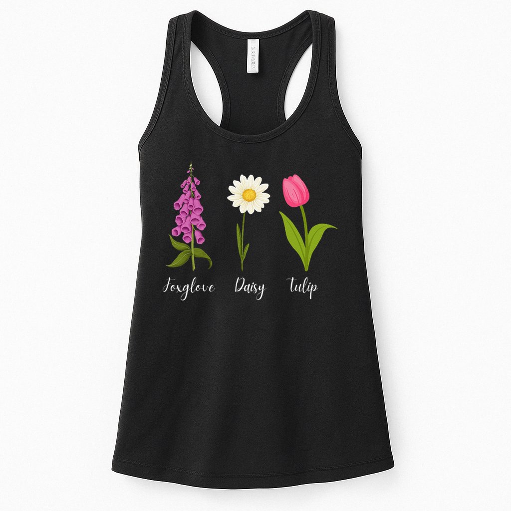 Foxglove Daisy Tulip Cute Flowers Floral Plant Wildflowers Womens Tank Top