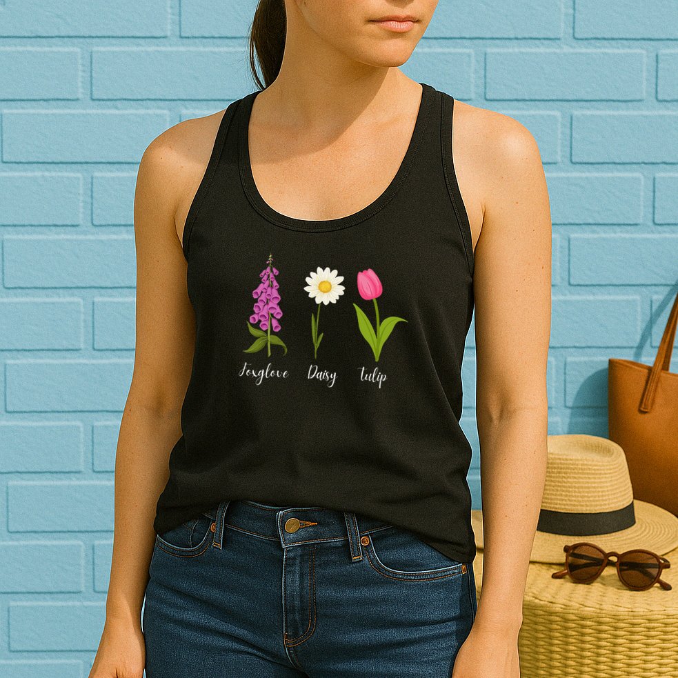 Foxglove Daisy Tulip Cute Flowers Floral Plant Wildflowers Womens Tank Top