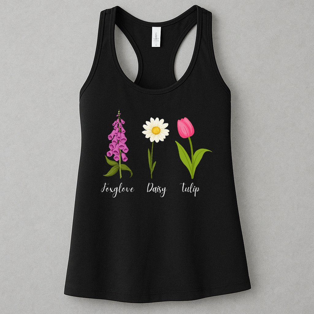 Foxglove Daisy Tulip Cute Flowers Floral Plant Wildflowers Womens Tank Top
