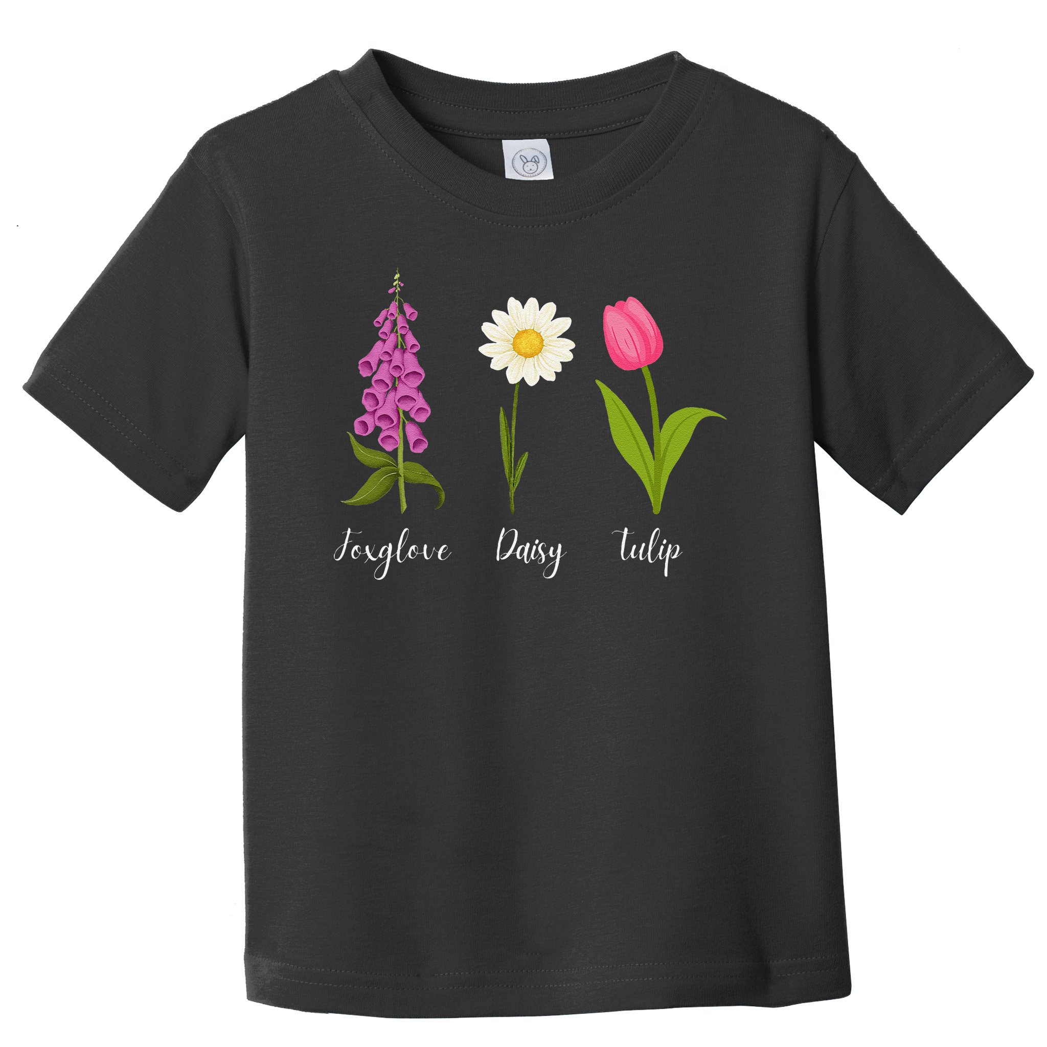 Foxglove Daisy Tulip Cute Flowers Floral Plant Wildflowers Toddler T-Shirt
