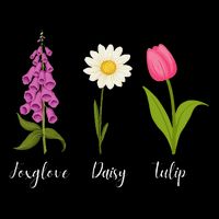 Foxglove Daisy Tulip Cute Flowers Floral Plant Wildflowers Toddler T-Shirt