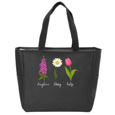 Foxglove Daisy Tulip Cute Flowers Floral Plant Wildflowers Zip Tote Bag