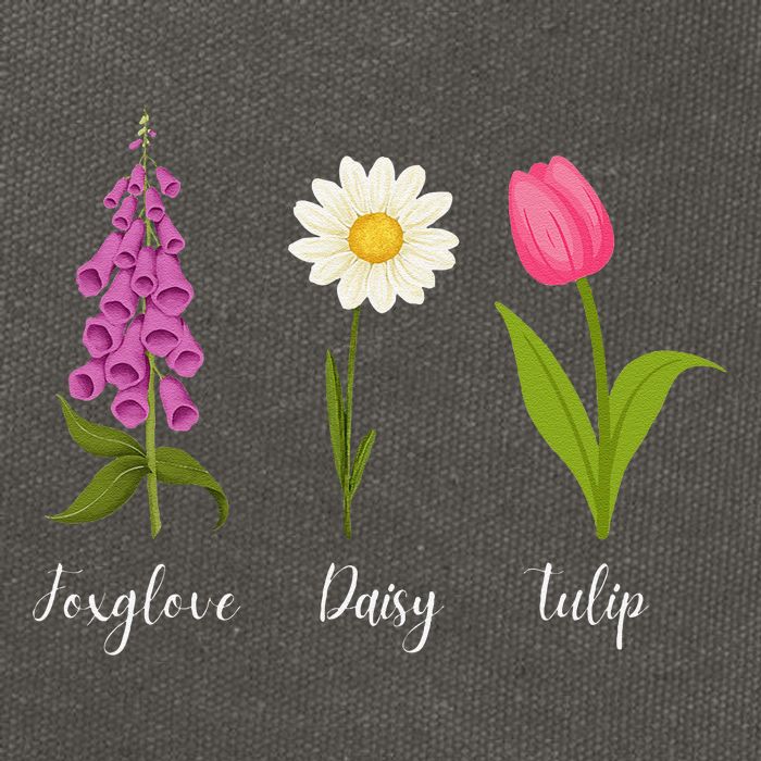 Foxglove Daisy Tulip Cute Flowers Floral Plant Wildflowers Cotton Canvas Backpack