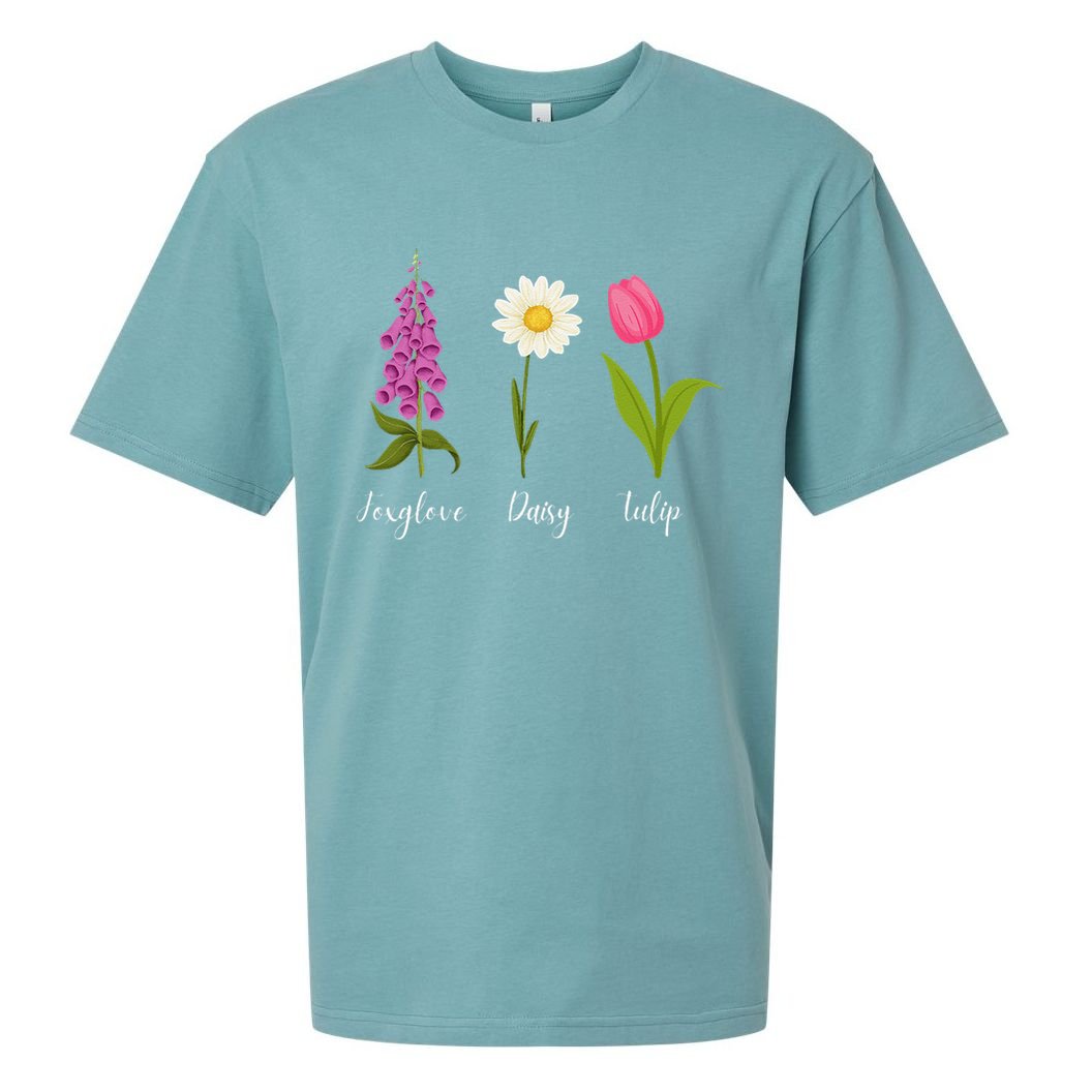Foxglove Daisy Tulip Cute Flowers Floral Plant Wildflowers Sueded Cloud Jersey T-Shirt
