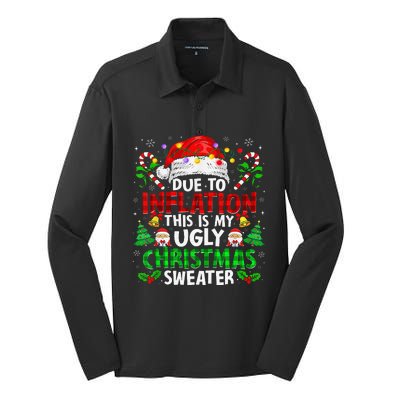 Funny Due To Inflation Ugly Christmas Sweaters For Silk Touch Performance Long Sleeve Polo