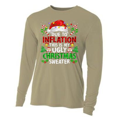 Funny Due To Inflation Ugly Christmas Sweaters For Cooling Performance Long Sleeve Crew