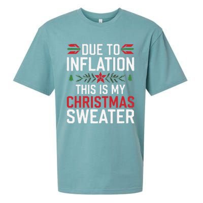 Funny Due To Inflation Ugly Christmas Sweaters Sueded Cloud Jersey T-Shirt