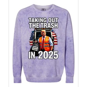 Funny Donald Trump Taking Out The Trash In 2025 Presidential Colorblast Crewneck Sweatshirt