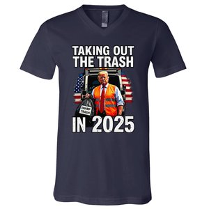 Funny Donald Trump Taking Out The Trash In 2025 Presidential V-Neck T-Shirt