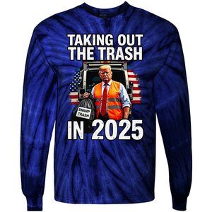 Funny Donald Trump Taking Out The Trash In 2025 Presidential Tie-Dye Long Sleeve Shirt