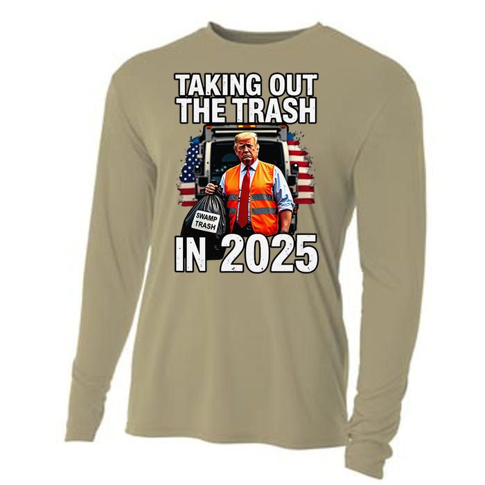 Funny Donald Trump Taking Out The Trash In 2025 Presidential Cooling Performance Long Sleeve Crew