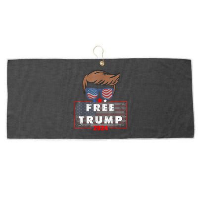 Free Donald Trump Republican Support Pro Trump American Flag Large Microfiber Waffle Golf Towel