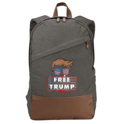 Free Donald Trump Republican Support Pro Trump American Flag Cotton Canvas Backpack