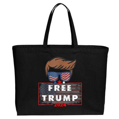 Free Donald Trump Republican Support Pro Trump American Flag Cotton Canvas Jumbo Tote