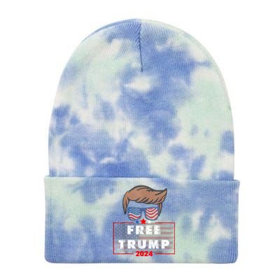 Free Donald Trump Republican Support Pro Trump American Flag Tie Dye 12in Knit Beanie